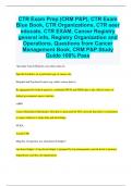 CTR Exam Prep (CRM P&P), CTR Exam Blue Book, CTR Organizations, CTR seer educate, CTR EXAM, Cancer Registry general info, Registry Organization and Operations, Questions from Cancer Management Book, CRM P&P Study Guide 100% Pass