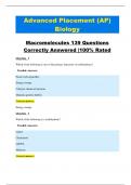 ADVANCED PLACEMENT (AP) BIOLOGY   MACROMOLECULES 139 QUESTIONS CORRECTLY ANSWERED |100% RATED