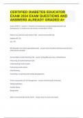 CERTIFIED DIABETES EDUCATOR EXAM 2024 EXAM QUESTIONS AND ANSWERS ALREADY GRADED A+|GUARANTEED SUCCESS