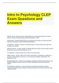 Intro to Psychology CLEP Exam Questions and Answers