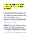 CLEP US History 1 Exam Questions with Correct Answers 