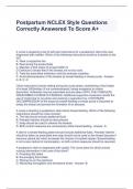 Postpartum NCLEX Style Questions Correctly Answered To Score A&plus;