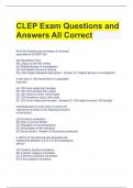CLEP Exam Questions and Answers All Correct 