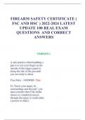 FIREARM SAFETY CERTIFICATE (  FSC AND HSC ) 2022-2024 LATEST  UPDATE 100 REAL EXAM  QUESTIONS AND CORRECT  ANSWERS VERSION 