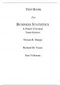 Test Bank For Business Statistics A First Course 3rd Edition By Norean R. Sharpe (All Chapters, 100% original verified, A+ Grade)