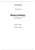 Test Bank For Biopsychology 11th Edition By John P.J. Pinel, Steven J. Barnes (All Chapters, 100% original verified, A+ Grade)