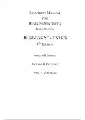 Solutions Manual For Business Statistics 4th Edition By Norean R. Sharpe (All Chapters, 100% original verified, A+ Grade)