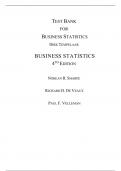 Test Bank For Business Statistics 4th Edition By Norean R. Sharpe (All Chapters, 100% original verified, A+ Grade)
