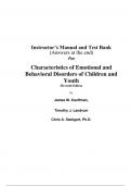 Characteristics of Emotional and Behavioral Disorders of Children and Youth, 11e James M. Kauffman  (Instructor Manual with Test Bank All Chapters, 100% original verified, A+ Grade)
