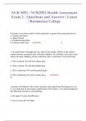 NUR 2092 / NUR2092 Health Assessment Exam 2  | Questions and Answers | Latest | Rasmussen College