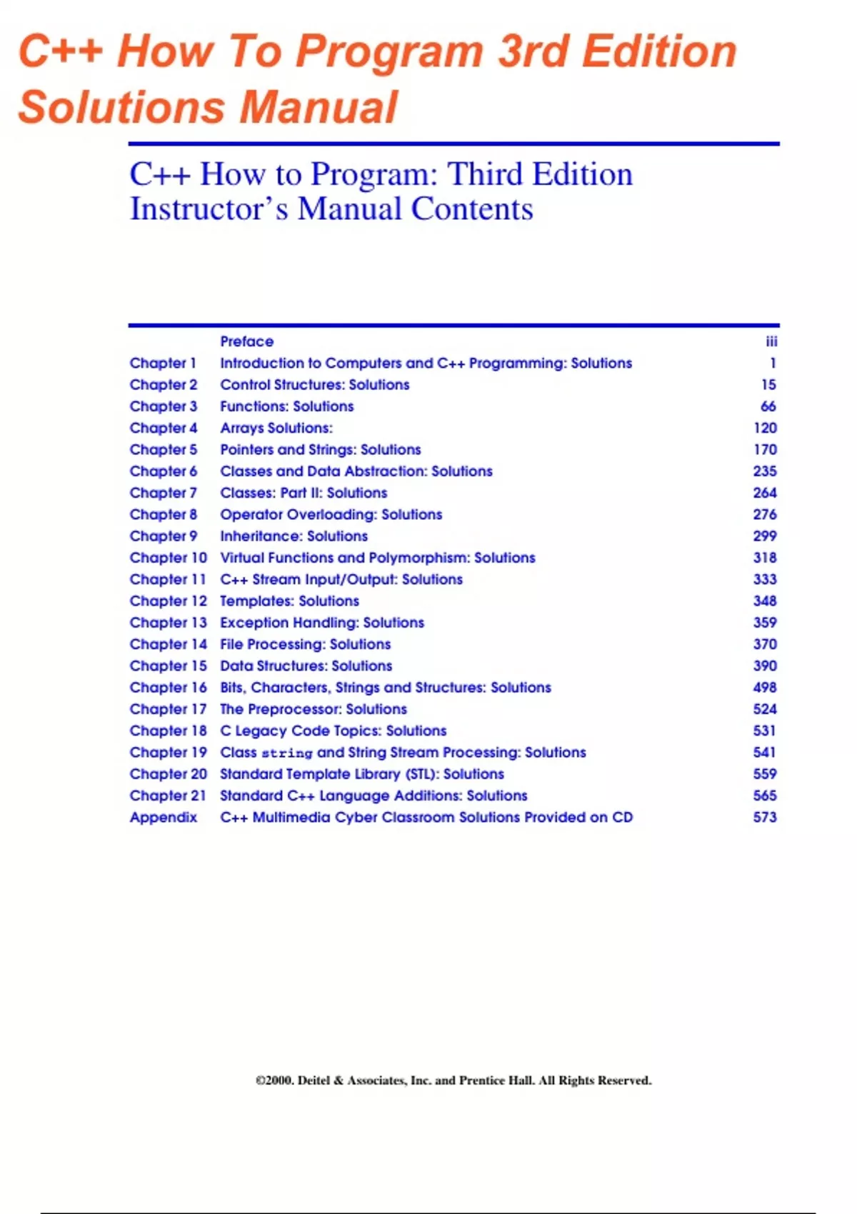 C++ How to Program:3rd Edition Solution Manual |Complete - C++ How to ...