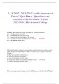 NUR 2092 / NUR2092 Health Assessment Exam 2 Quiz Bank | Questions and Answers with Rationale | Latest 2023/2024 | Rasmussen College
