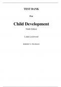 Test Bank For Child Development 9th Edition By Robert S. Feldman (All Chapters, 100% original verified, A+ Grade)