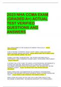 NHA CCMA Exam – 2023 Edition | Actual Test with Verified Questions and Answers | Graded A+