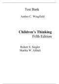Test Bank For Children's Thinking The 5th Edition By Robert Siegler (All Chapters, 100% original verified, A+ Grade)