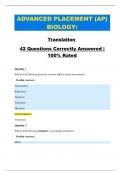 ADVANCED PLACEMENT (AP) BIOLOGY:   Translation  42 Questions Correctly Answered |   100% Rated