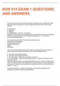 NUR 514 Exam 1 Questions With Answers