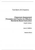 Test Bank For Classroom Assessment Principles and Practice that Enhance Student Learning and Motivation 8th Edition By James H. McMillan (All Chapters, 100% original verified, A+ Grade)