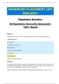 ADVANCED PLACEMENT (AP) BIOLOGY:   Population Genetics 62 Questions Correctly Answered |   100% Rated