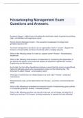  Housekeeping Management Exam Questions and Answers.