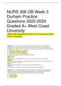 NURS 306 OB Week 3 Durham Practice Questions  Graded A+ West Coast University