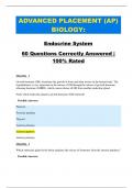ADVANCED PLACEMENT (AP) BIOLOGY:   Endocrine System 60 Questions Correctly Answered |   100% Rated