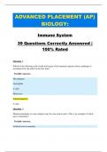 ADVANCED PLACEMENT (AP) BIOLOGY:   Immune System 39 Questions Correctly Answered |   100% Rated