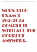 NURS 3100 EXAM 3 2023/2024 COMPLETE WITH ALL THE CORRECT ANSWERS.