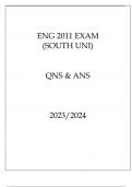 ENG 2011 EXAM ( SOUTH UNI ) QNS & ANS 20232024 INTRO TO AMERICAN LITERATURE