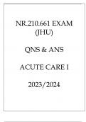 NR&period;210&period;661 EXAM &lpar;JHU&rpar; QNS & ANS ACUTE CARE 1 20232024&period;
