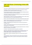 CMY1502 Exam- Criminology Unisa with 100 &percnt; Correct Answers 