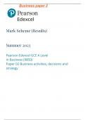 Edexcel A Level Business Paper 2 Mark Scheme June 2023