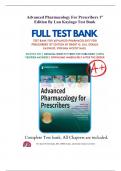 Advanced Pharmacology For Prescribers 1st Edition By Luu Kayingo Test Bank | Q&A Explained (Rated A+) | Updated 2023