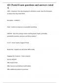 421 Postal Exam questions and answers rated A
