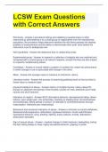 LCSW Exam Questions with Correct Answers 
