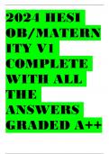2024 HESI OB/MATERNITY V1 COMPLETE WITH ALL THE ANSWERS GRADED A++