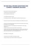 NR 508 FINAL REVIEW QUESTIONS AND  CORRECT ANSWERS 2023/2024