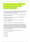 Portage Learning / BIOD 171 Microbio Exam Answers Latest 2023-2024