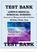TEST BANK LEWIS'S MEDICAL-SURGICAL NURSING, 12TH EDITION, HARDING, KWONG | Newest update 2023/2024 Lewis's Medical-Surgical Nursing: Assessment and Management of Clinical Problems, 12th Edition, Harding, Kwong  Test Bank