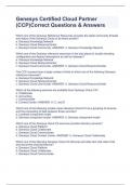 Genesys Certified Cloud Partner &lpar;CCP&rpar;Correct Questions & Answers