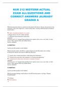 NUR 212 MIDTERM ACTUAL  EXAM ALLQUESTIONS AND  CORRECT ANSWERS |ALREADY GRADED A