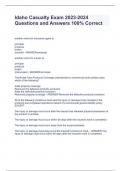 Idaho Casualty Exam 2023-2024 Questions and Answers 100&percnt; Correct