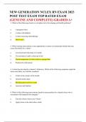 NEW GENERATION NCLEX RN EXAM 2023 POST TEST EXAM TOP RATED EXAM &lpar;GENUINE AND COMPLETE&rpar; GRADED A&plus;