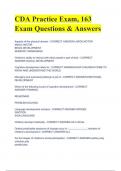 CDA Practice Exam&comma; 163 Exam Questions & Answers ACTUAL SOLUTION