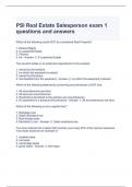 PSI Real Estate Salesperson exam 1 questions and answers