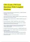 CDA Exam, 270 Exam Questions With Complete Solutions 2023/2024 COMPLETE SOLUTION