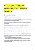 CDA Exam&comma; 270 Exam Questions With Complete Solutions