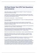 OK Real Estate Test &lpar;PSI Test Questions and Answers&rpar;
