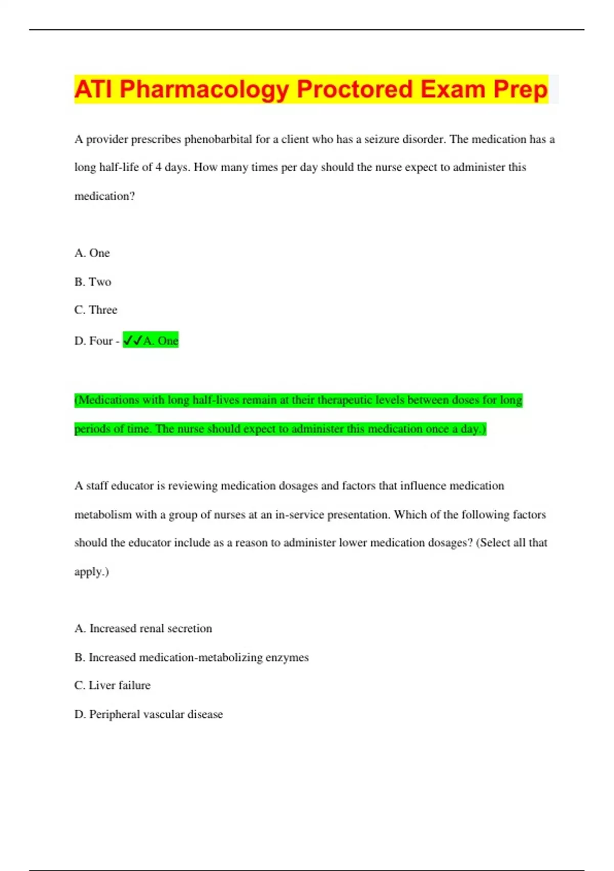 ATI Pharmacology Proctored Exam Prep | Questions with 100% Correct ...