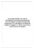 Gynecologic Health Care with an Introduction to Prenatal and Postpartum Care 4th Edition Test Bank /Prenatal and Postpartum Care 4th Edition Test Bank(All Chapters Complete) A+ Rated ;Answer Keys at the end of every Chapter